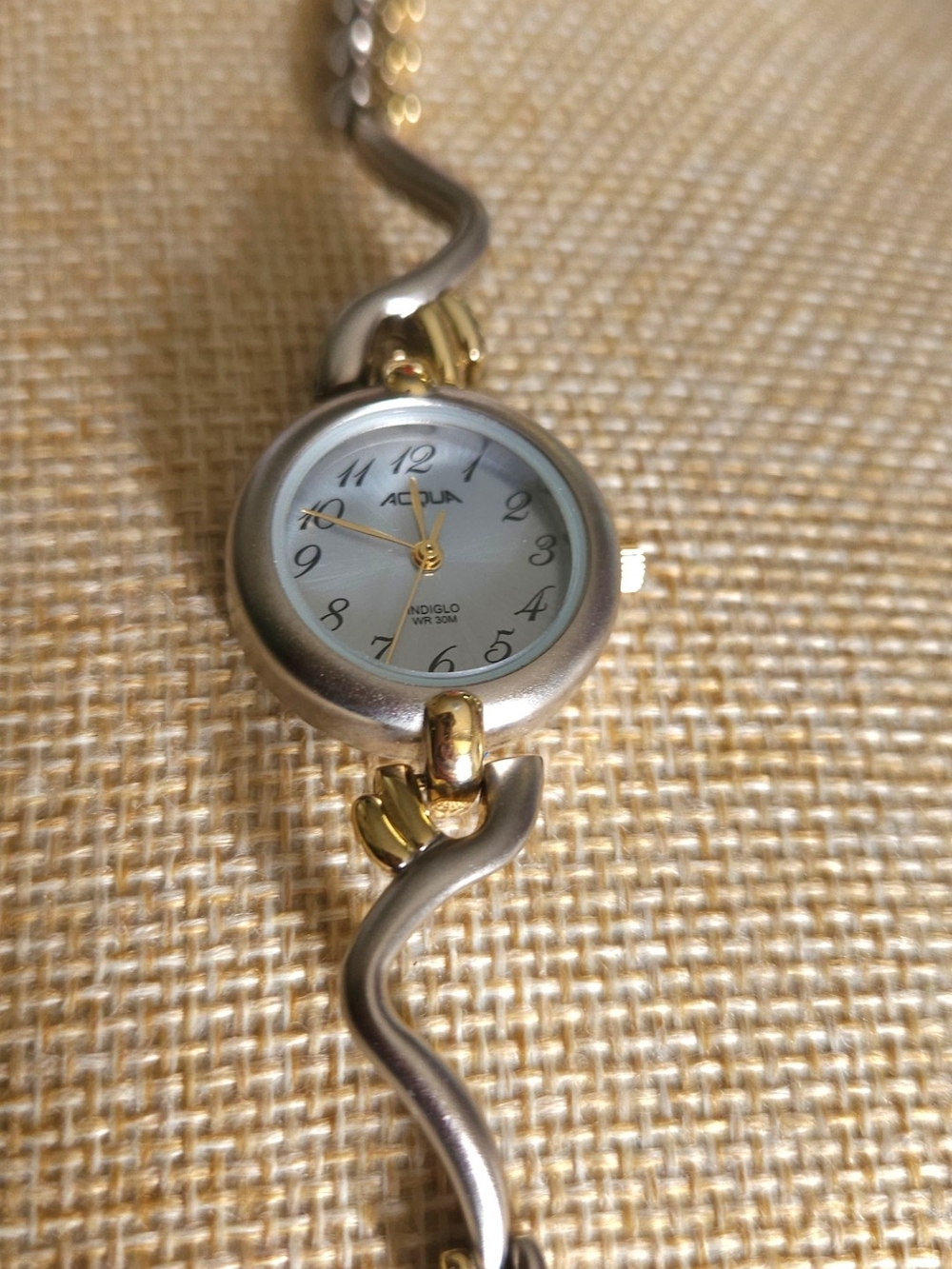 Vintage Elegant Two-Tone "Acqua" Indiglo Watch | Delicate Serpent-Link Bracelet